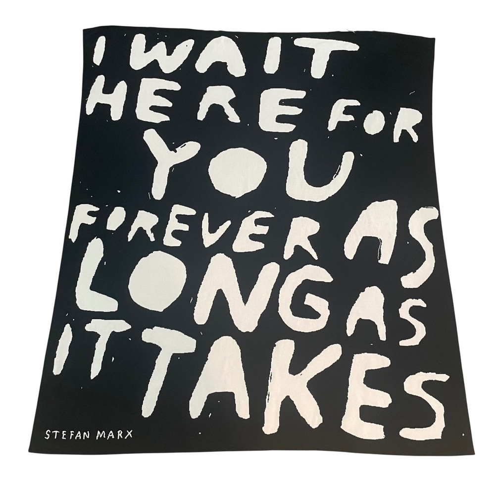 IKEA Art Event Stefan Marx Throw Blanket Black White 51x63 Cotton 2021 Quote Art